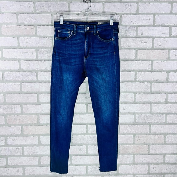 rag & bone Nina High Rise Ankle Skinny Raw Hem Jeans in Jasper Wash Size 27 - Picture 5 of 14